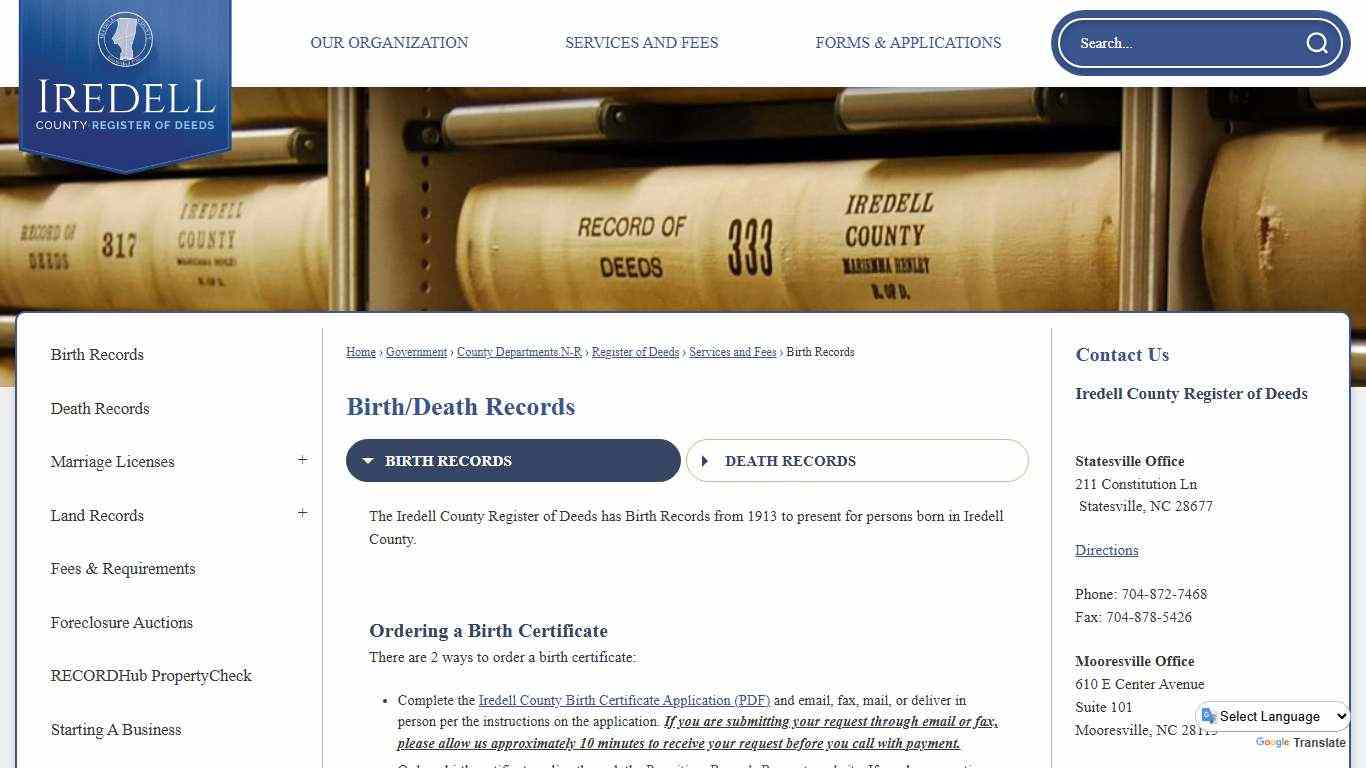 Birth/Death Records | Iredell County, NC